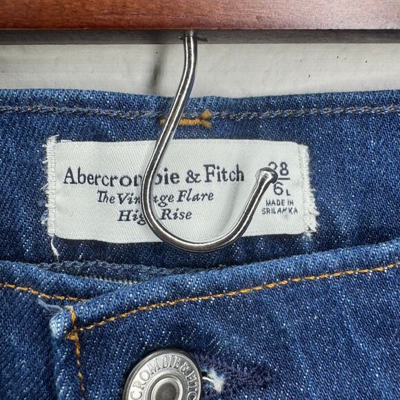 Abercrombie & Fitch High Rise‎ Vintage Flare Jeans Women’s 28 6L Dark Wash - Picture 2 of 9